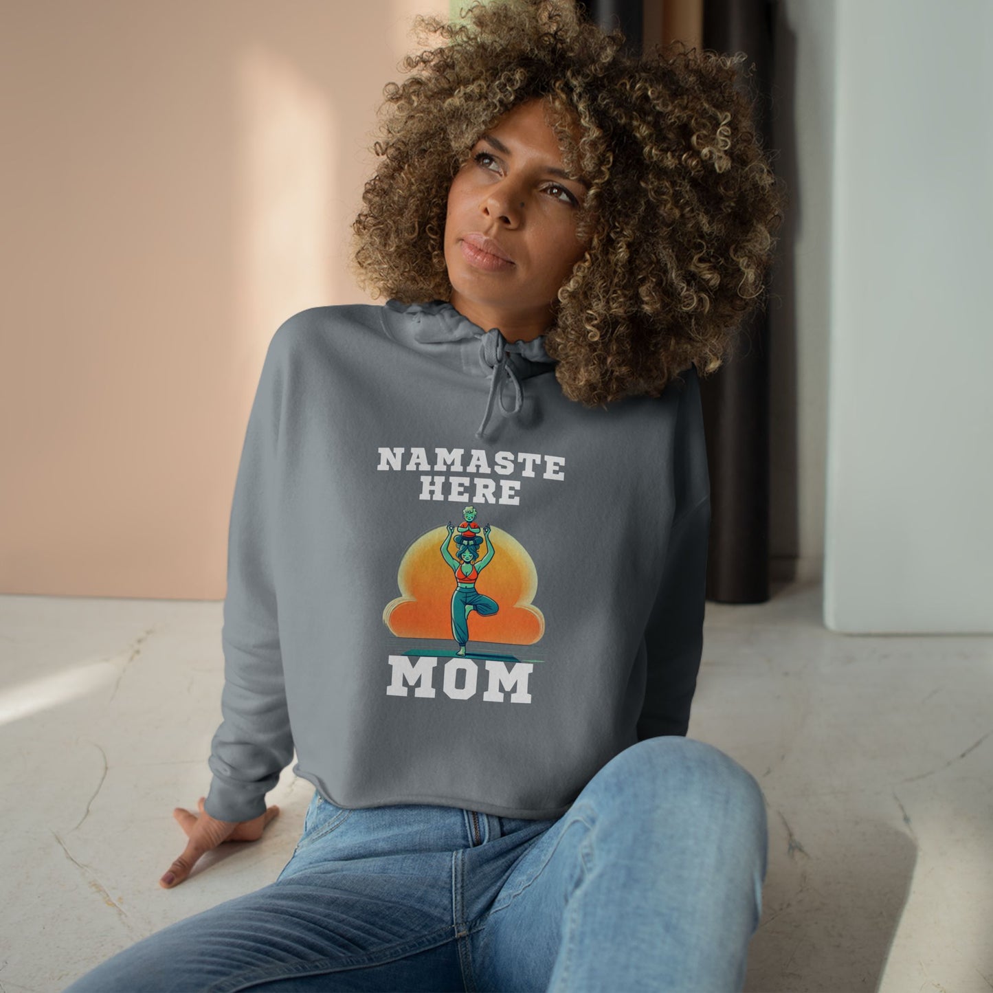 Namaste Here Mom Crop Hoodie