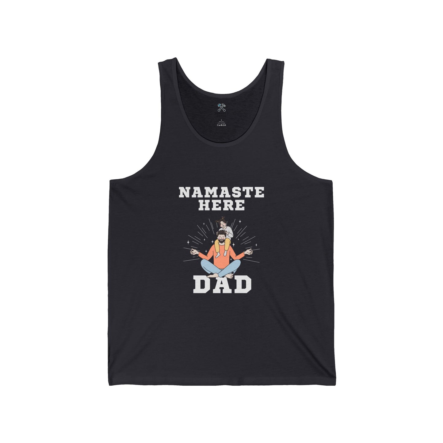 Namaste Here Dad Jersey Tank Dark Grey Tank Top