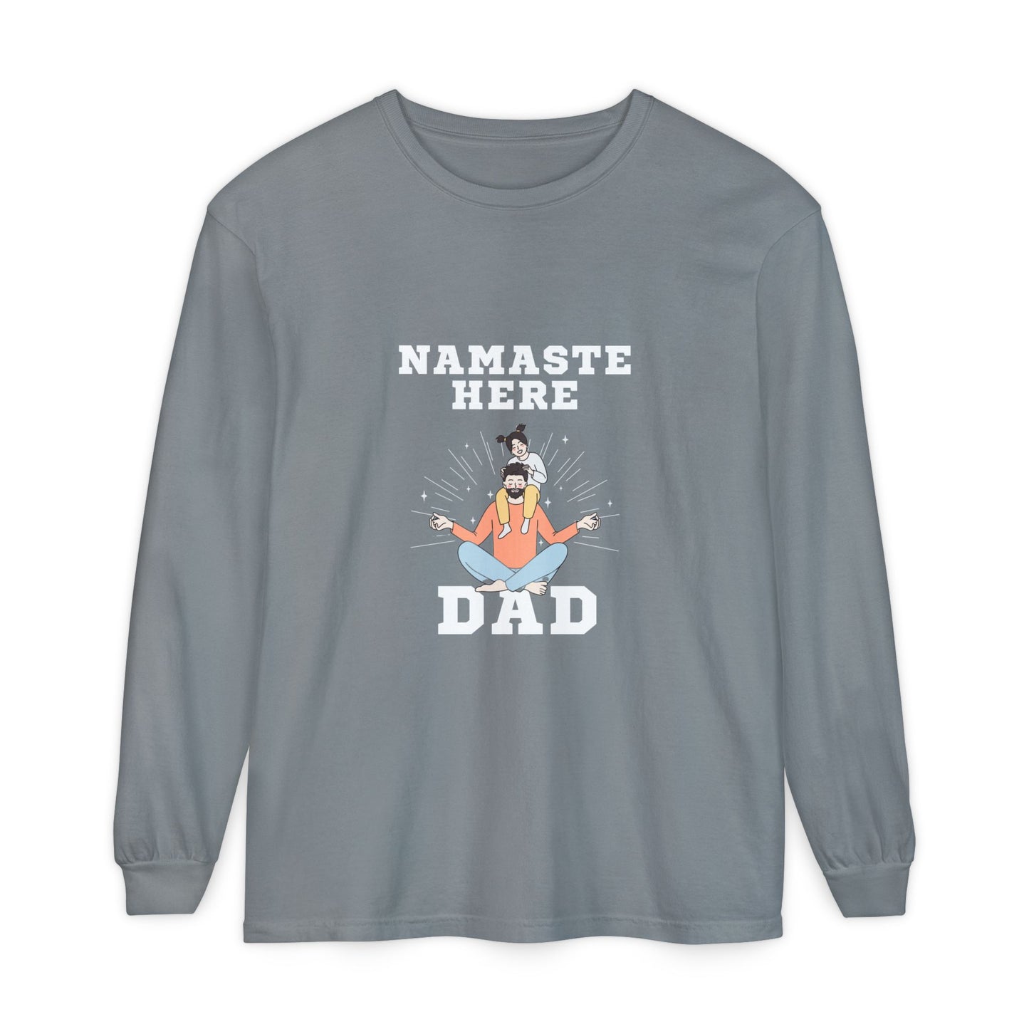 Namaste Here Dad Long Sleeve Tee Granite Long-sleeve