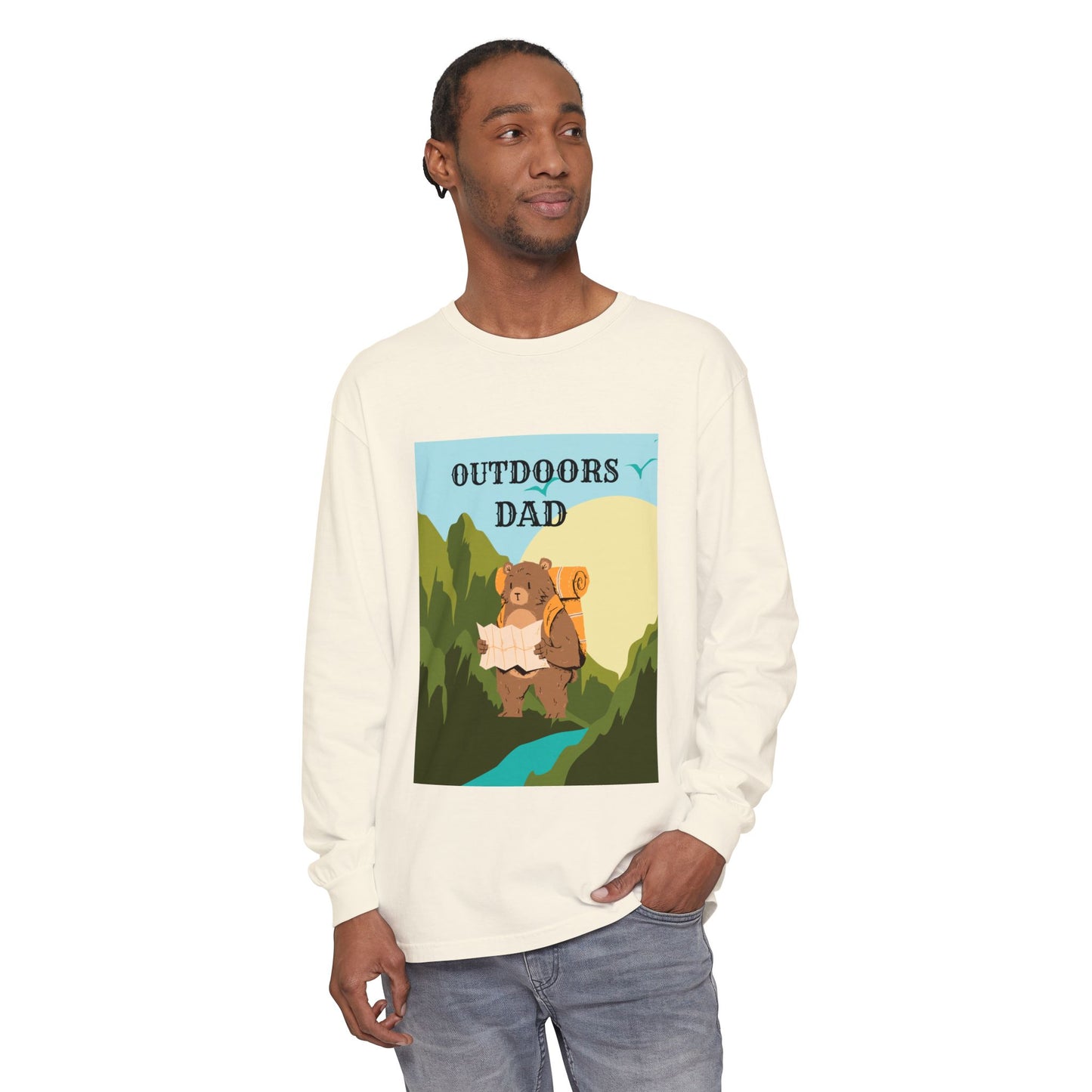 Outdoors Dad - Bear Edition Long Sleeve Tee Ivory Long-sleeve