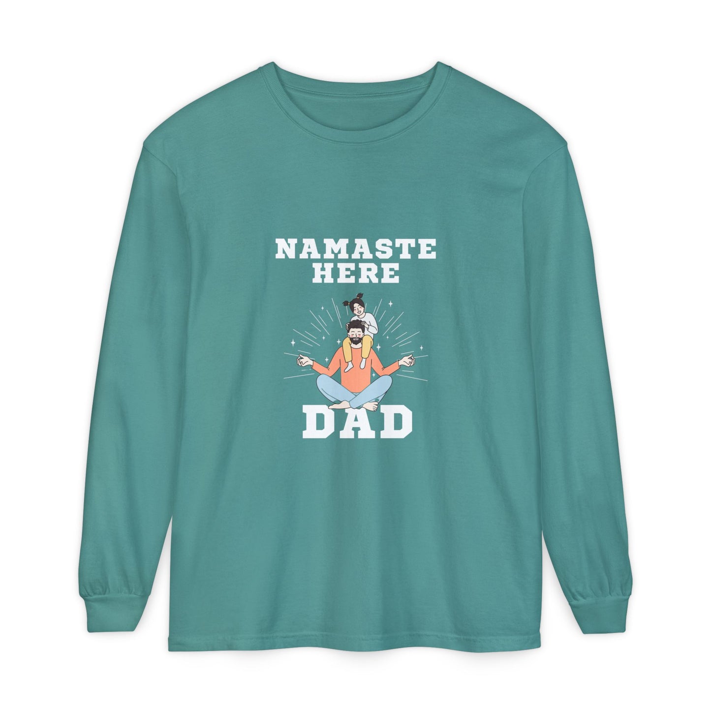 Namaste Here Dad Long Sleeve Tee Seafoam Long-sleeve