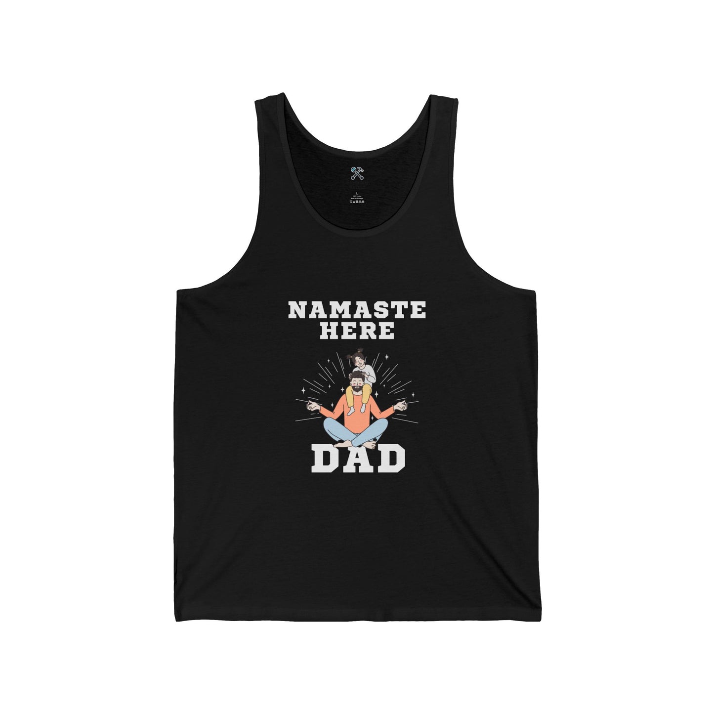 Namaste Here Dad Jersey Tank Black Tank Top