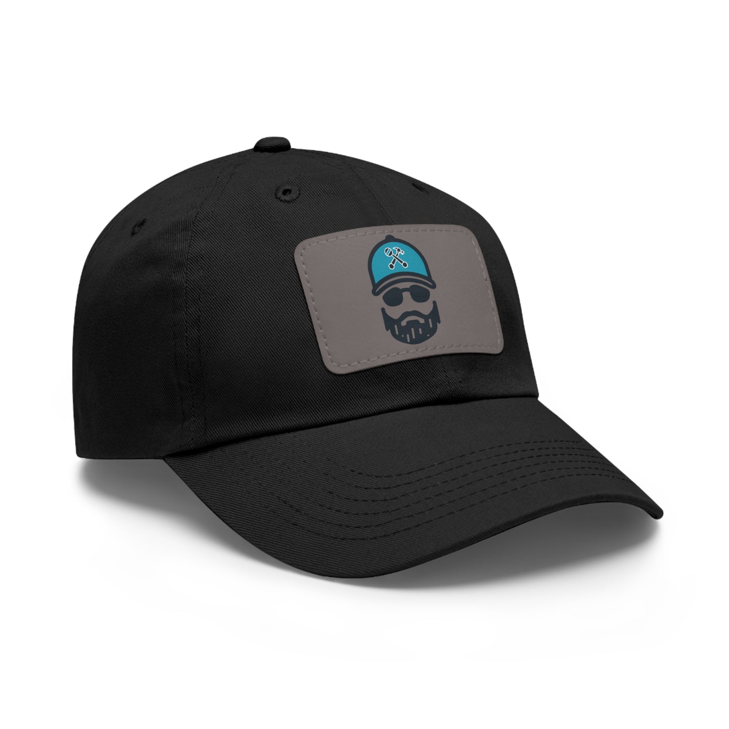 The Dada Leather Patch Dad Hat Black Grey patch Hats