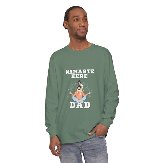 Namaste Here Dad Long Sleeve Tee Light Green Long-sleeve
