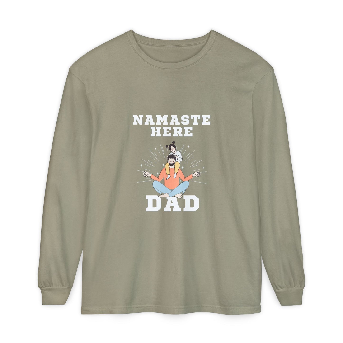 Namaste Here Dad Long Sleeve Tee Sandstone Long-sleeve
