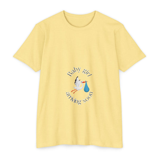 Baby Girl Coming Soon Maternity Jersey Tee Banana Cream T-Shirt