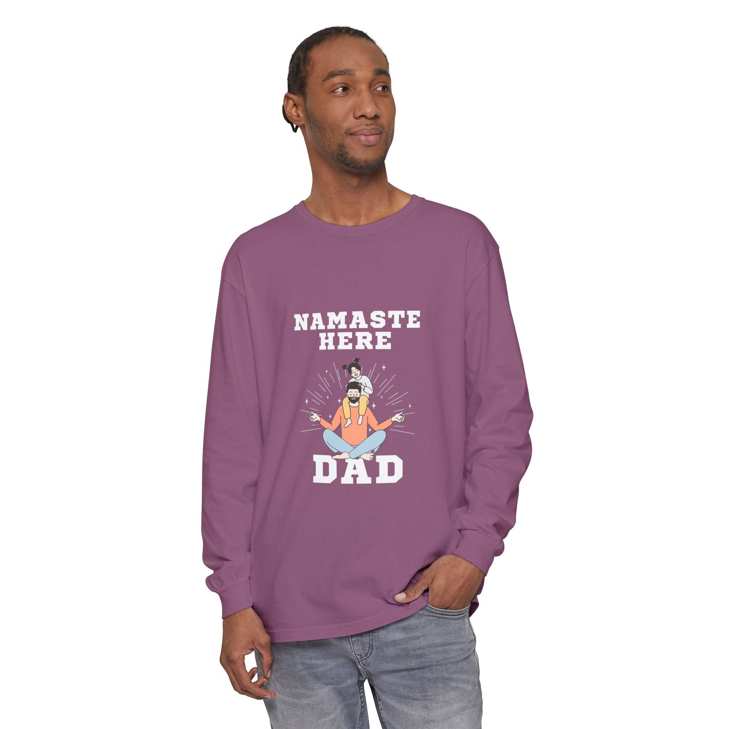 Namaste Here Dad Long Sleeve Tee Berry Long-sleeve