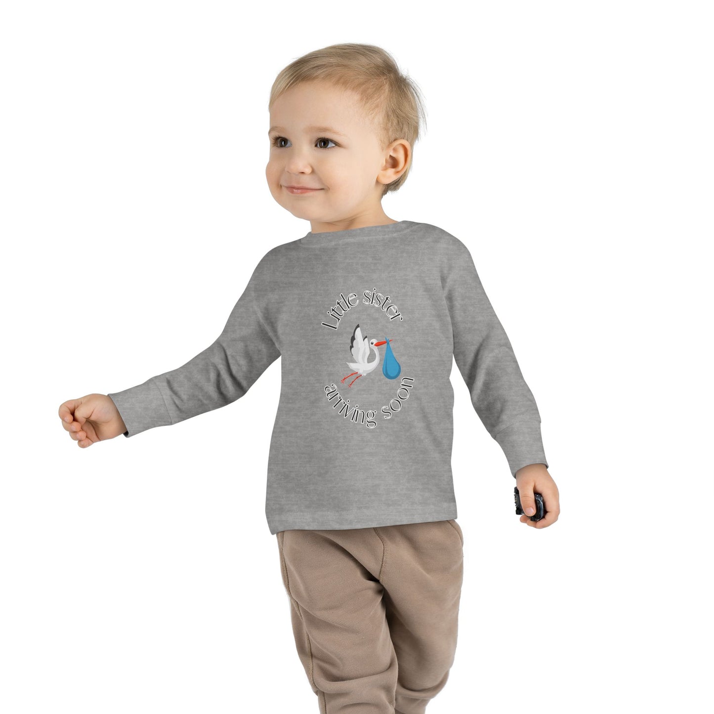 Little Sister Arriving Soon Toddler Long Sleeve Tee