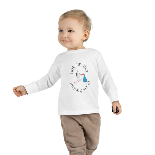 Little Brother Arriving Soon Toddler Long Sleeve Tee White Kids clothes