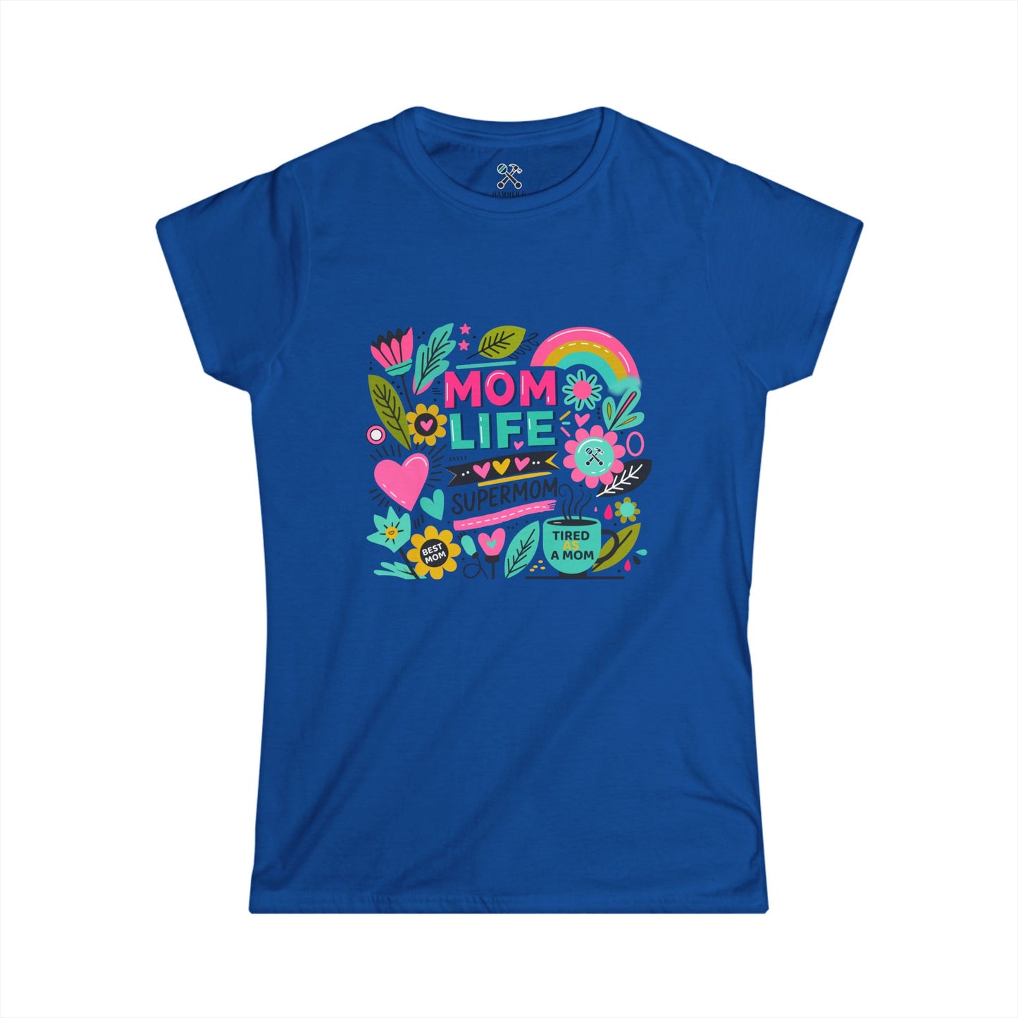 Mom Life Fitted Tee Royal T-Shirt