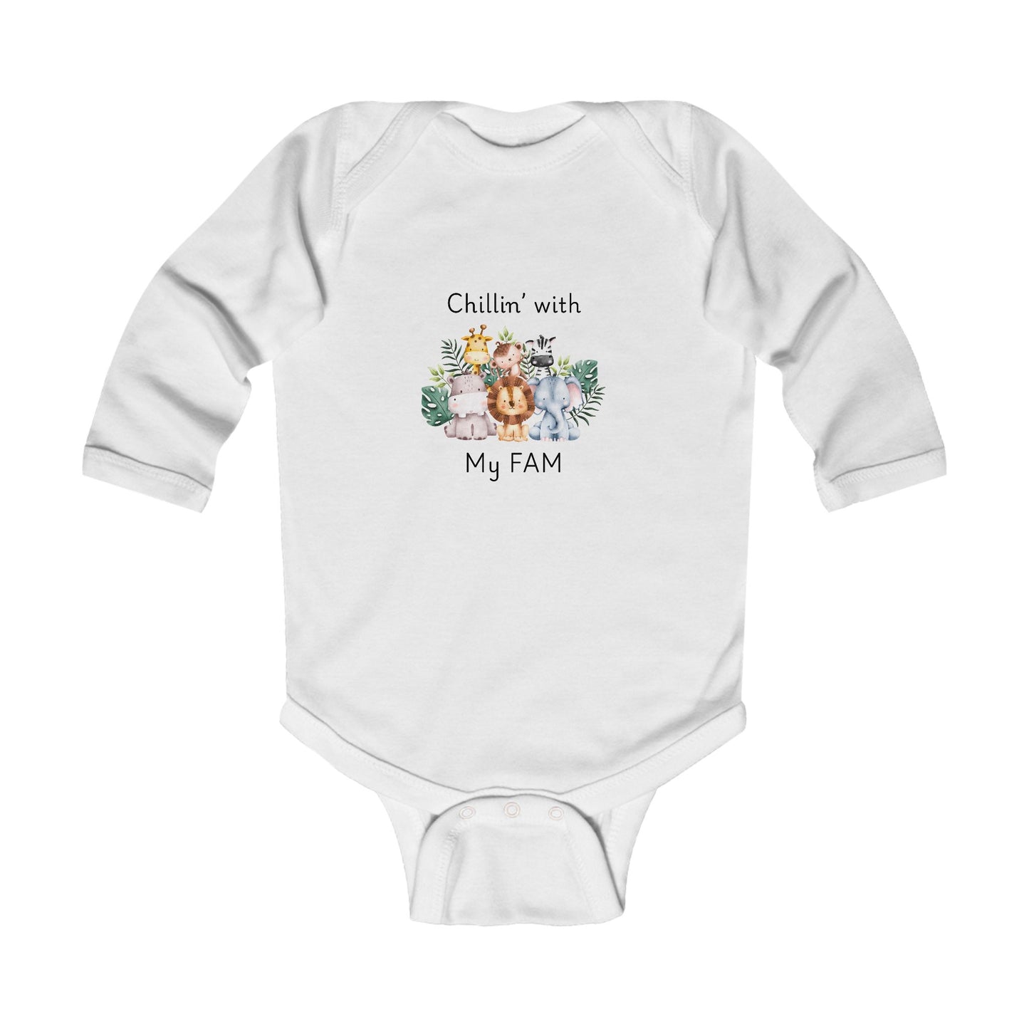 Chillin with My Fam Baby Long Sleeve One-piece