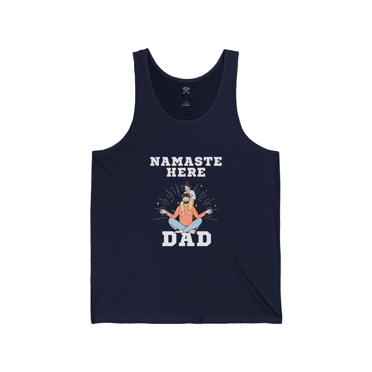 Namaste Here Dad Jersey Tank Navy Tank Top
