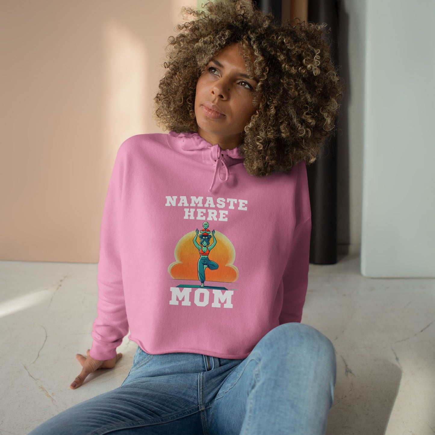 Namaste Here Mom Crop Hoodie