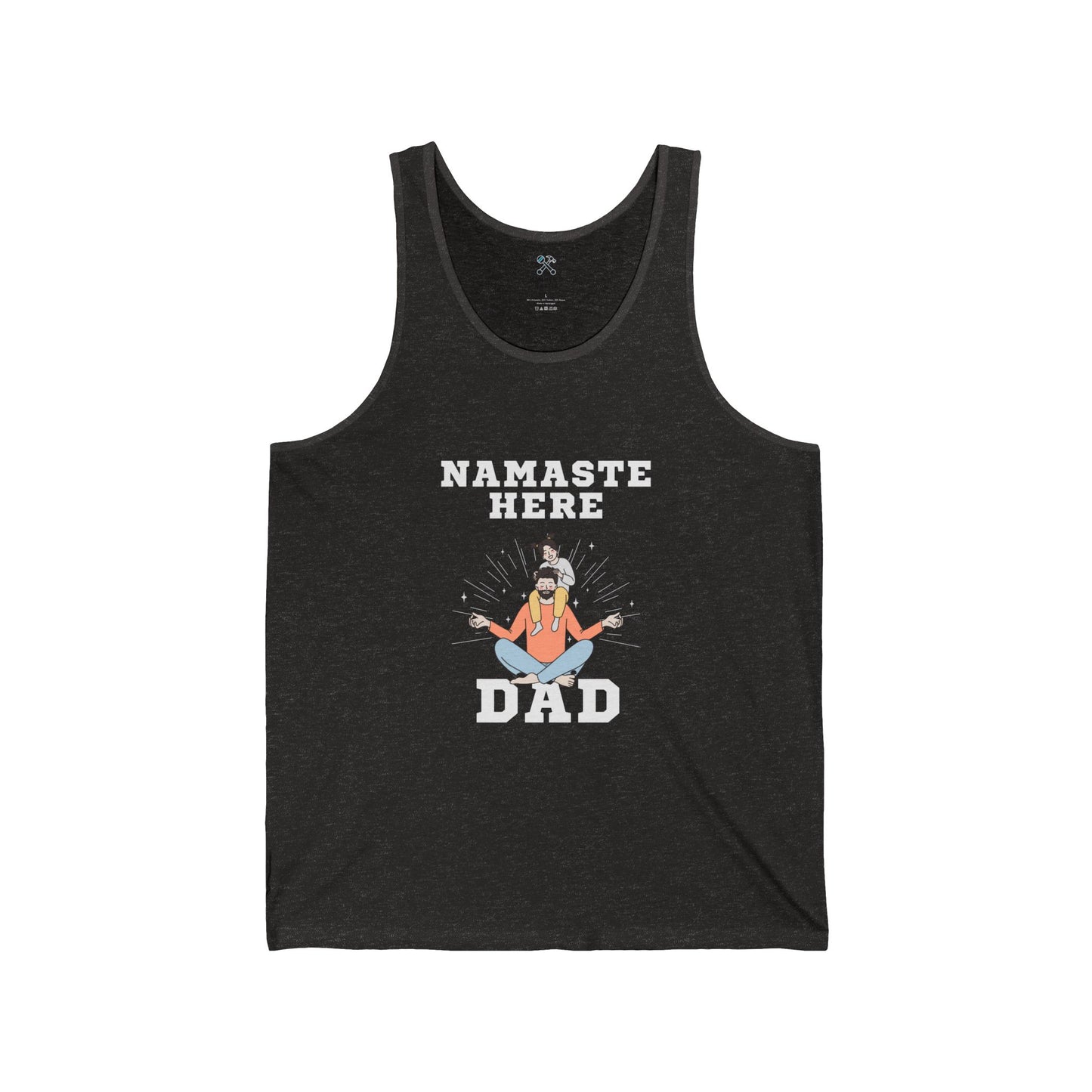 Namaste Here Dad Jersey Tank Charcoal Black TriBlend Tank Top