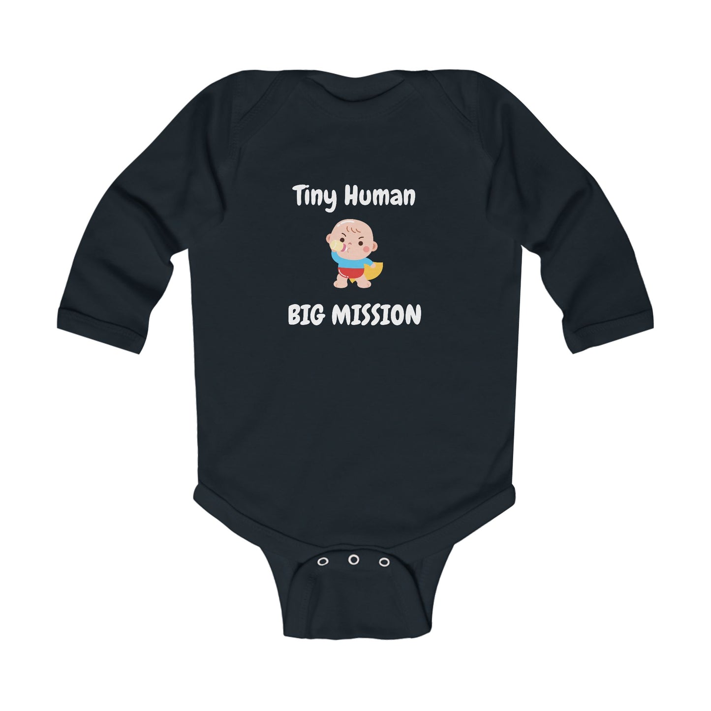 Tiny Human Big Mission Baby Long Sleeve One-piece
