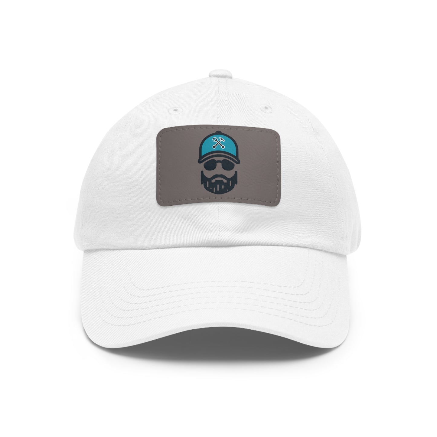 The Dada Leather Patch Dad Hat White Grey Patch Hats
