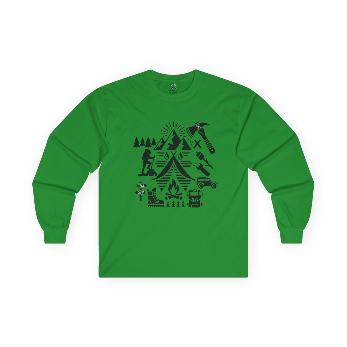 High Contrast Camping Scene Long Sleeve Tee
