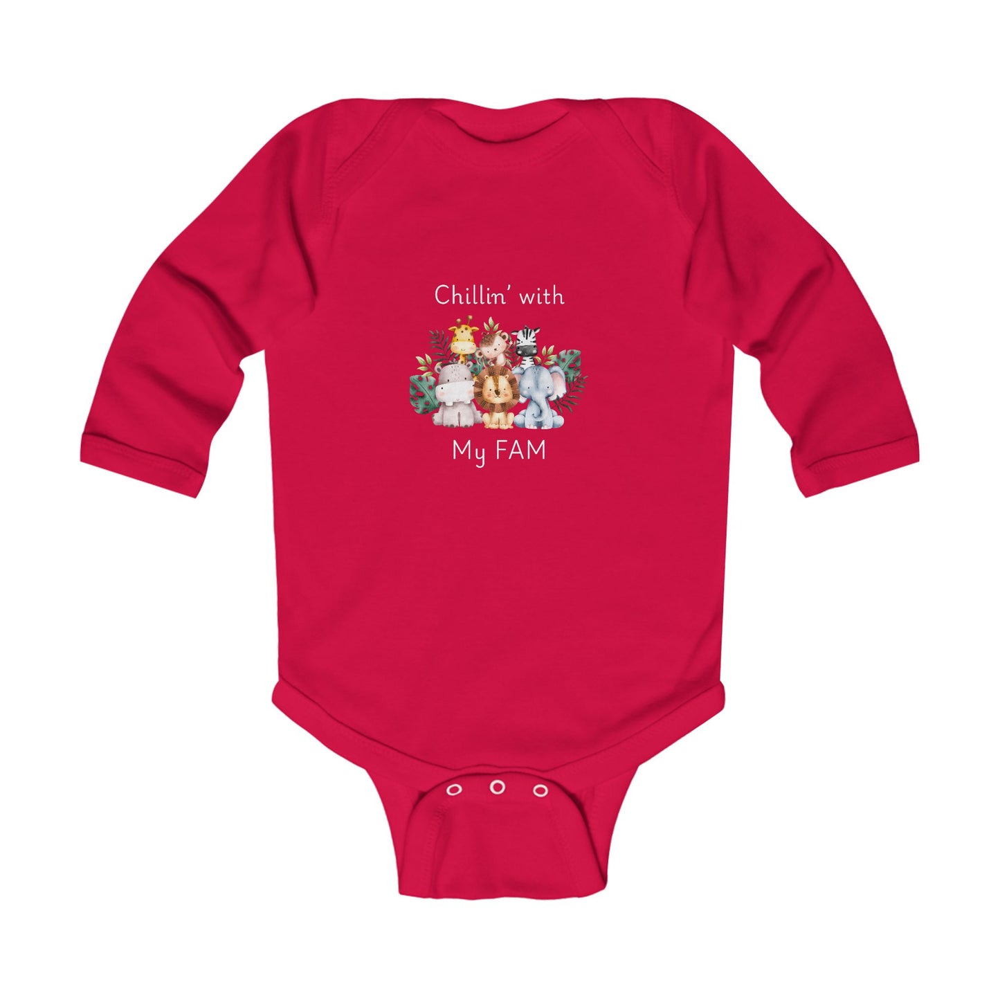 Chillin with My Fam Baby Long Sleeve One-piece