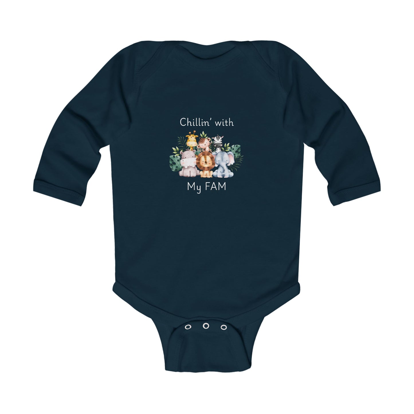 Chillin with My Fam Baby Long Sleeve One-piece