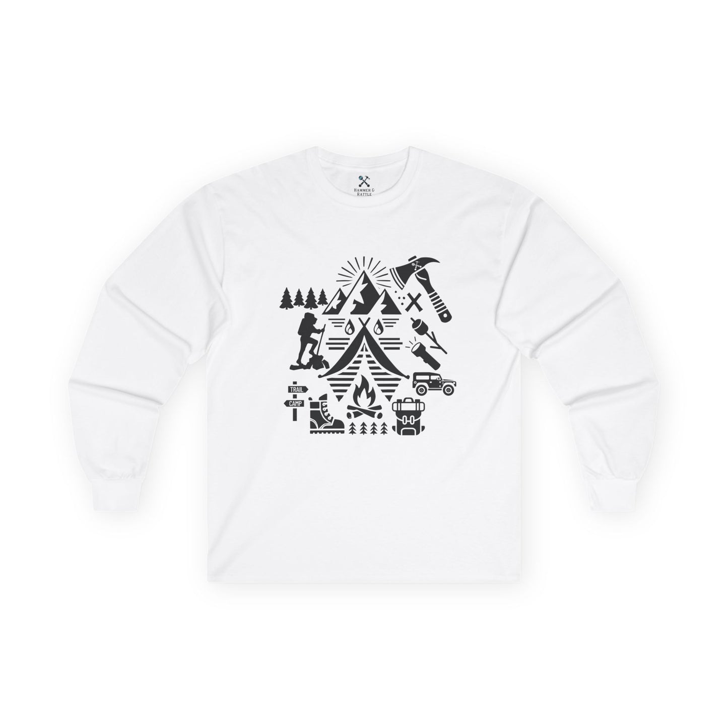 High Contrast Camping Scene Long Sleeve Tee