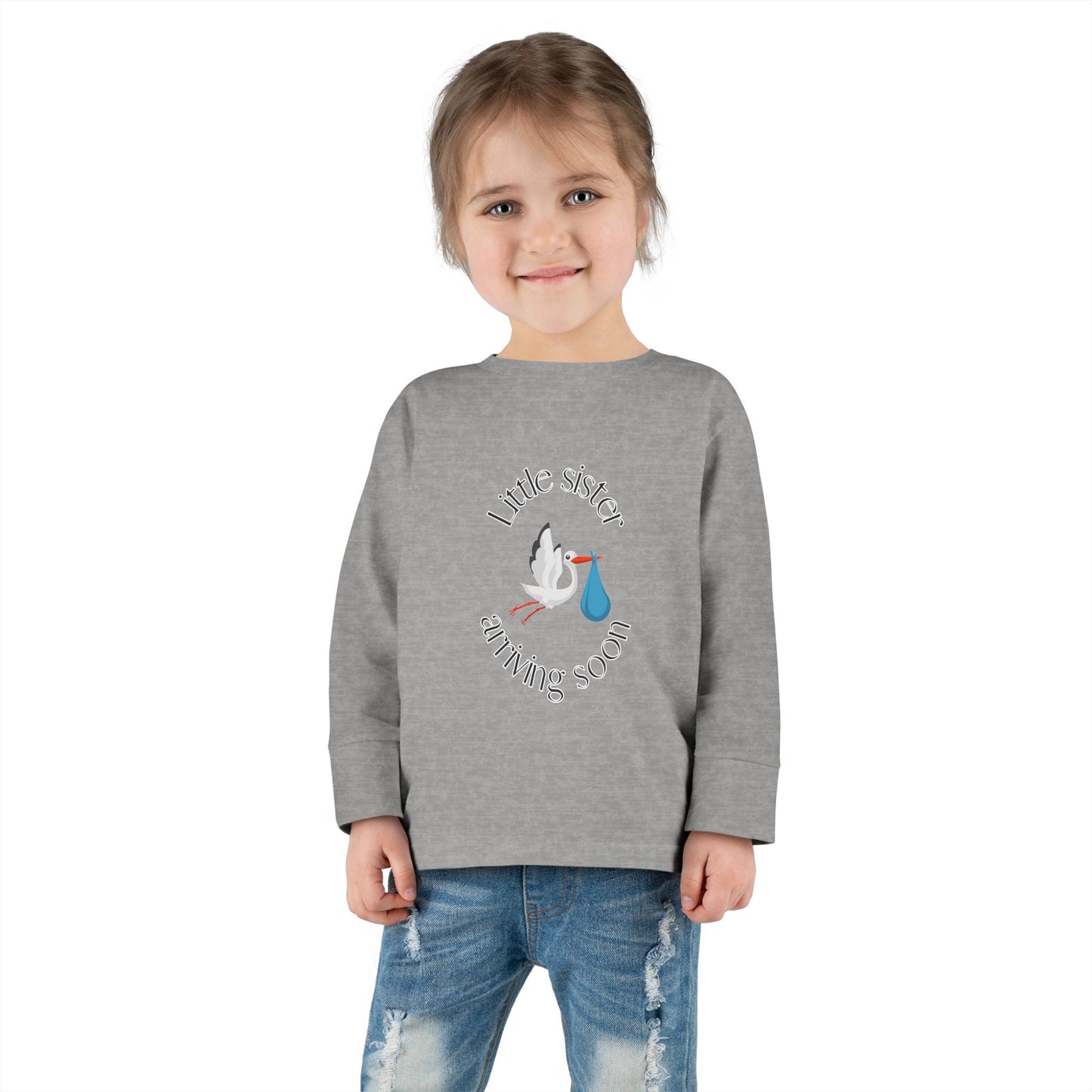 Little Sister Arriving Soon Toddler Long Sleeve Tee
