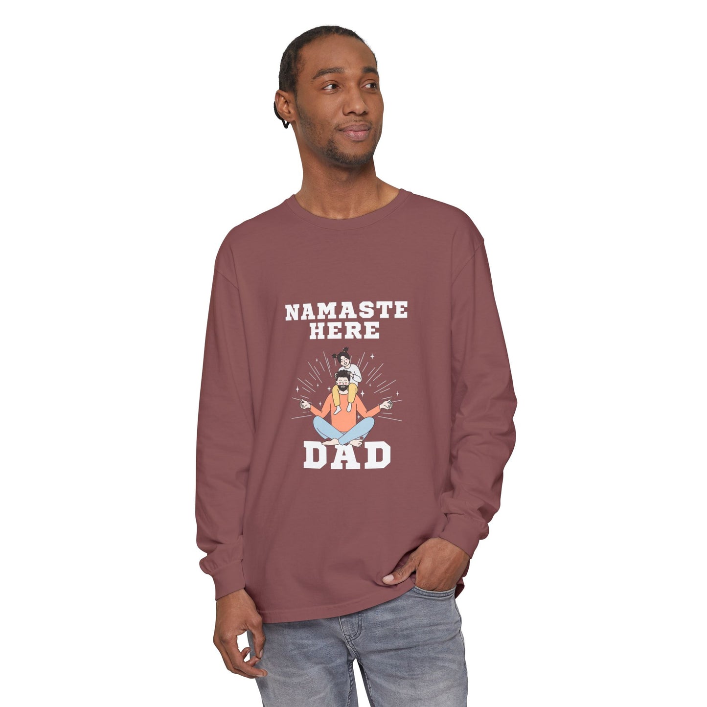 Namaste Here Dad Long Sleeve Tee Berry Long-sleeve