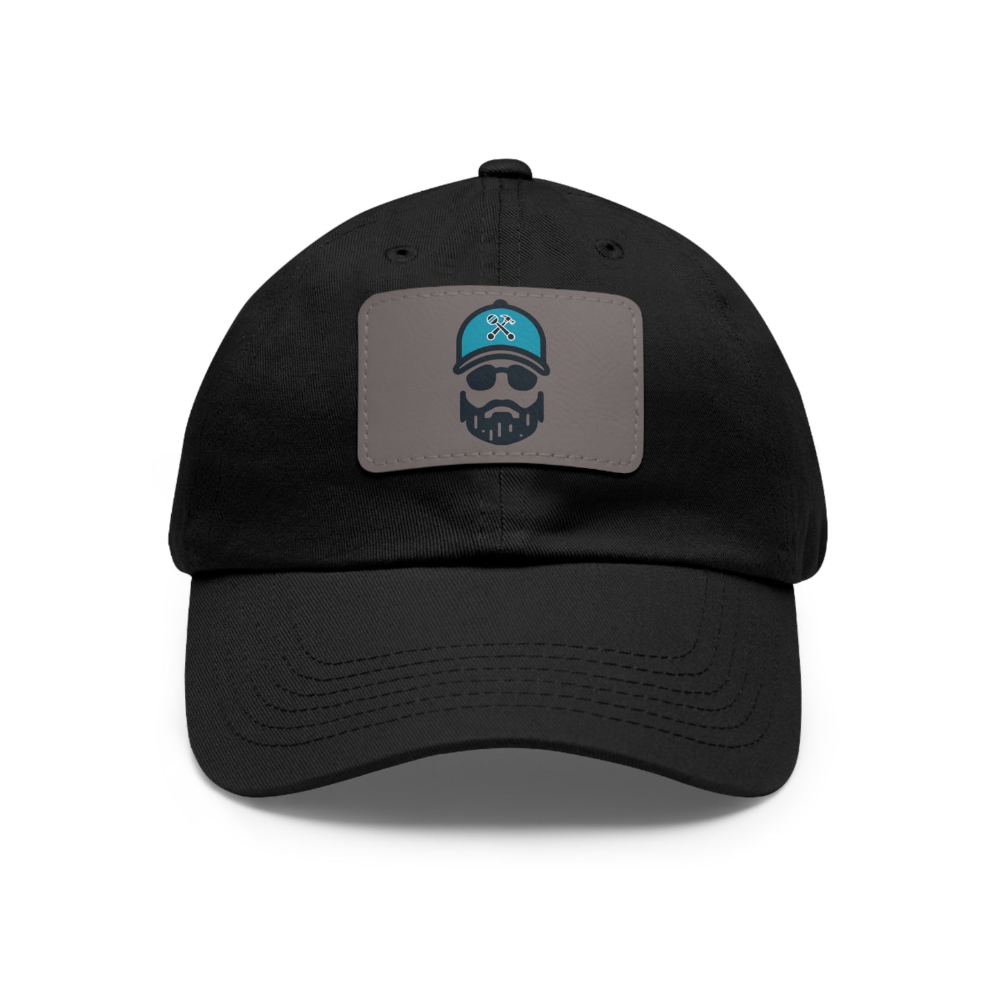 The Dada Leather Patch Dad Hat Black Grey patch Hats
