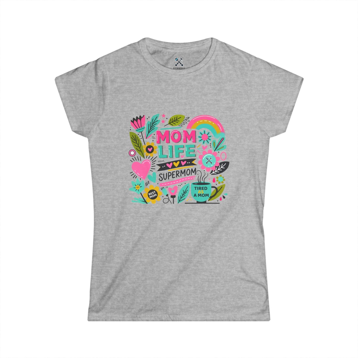 Mom Life Fitted Tee Sport Grey T-Shirt