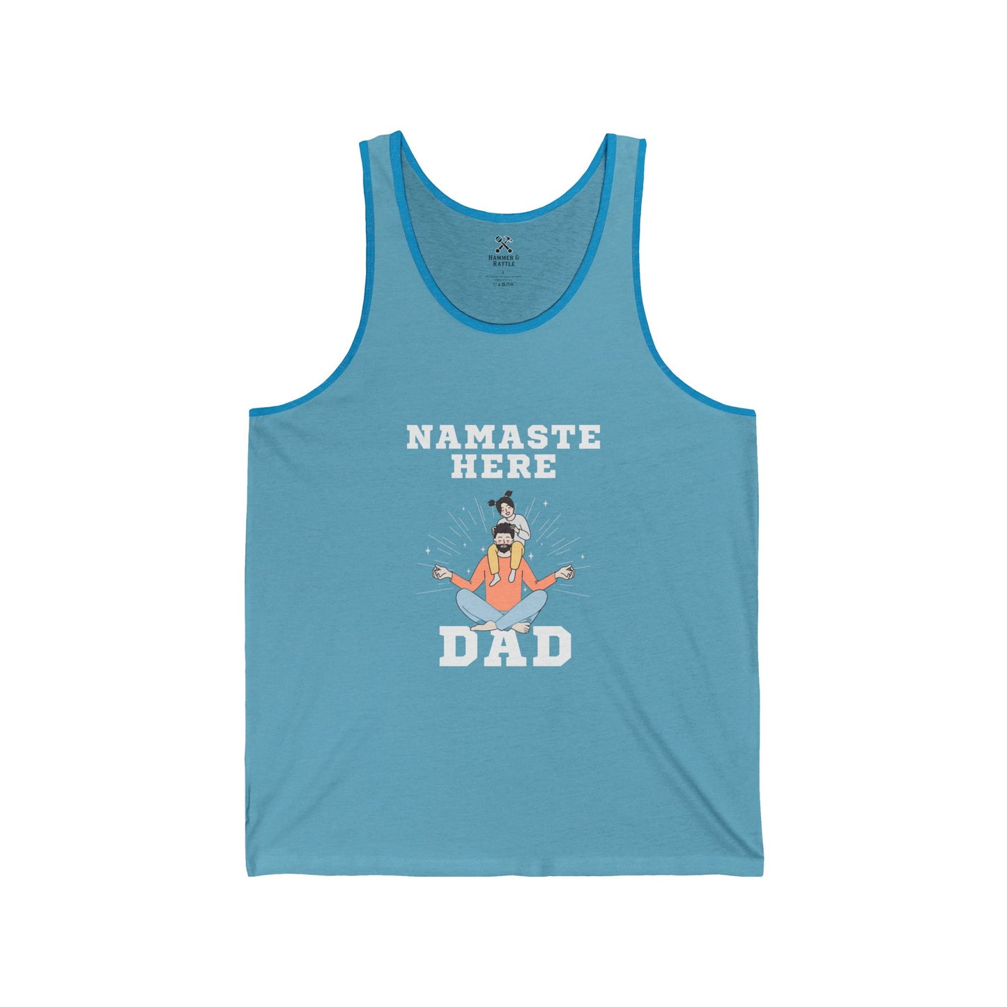 Namaste Here Dad Jersey Tank Aqua TriBlend: Tank Top