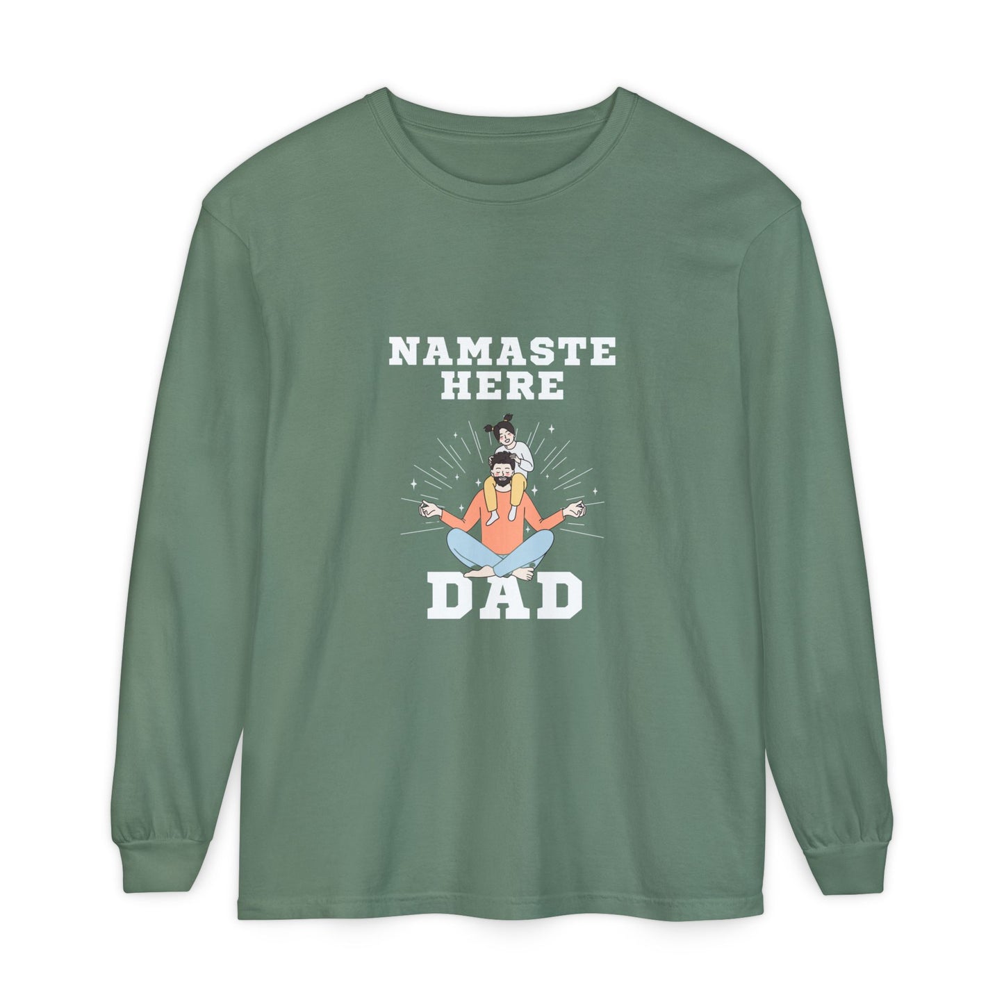 Namaste Here Dad Long Sleeve Tee Light Green Long-sleeve