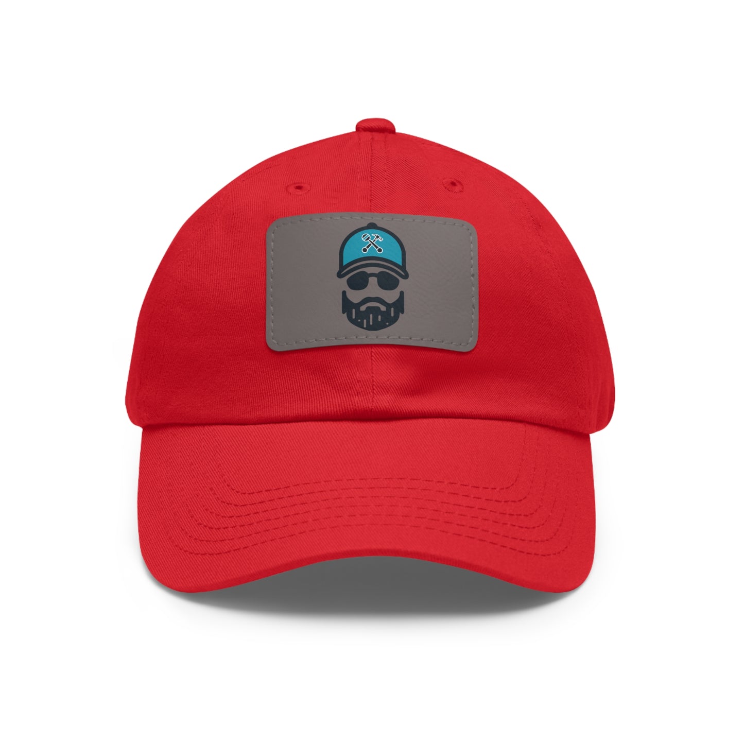 The Dada Leather Patch Dad Hat Red Grey Patch Hats