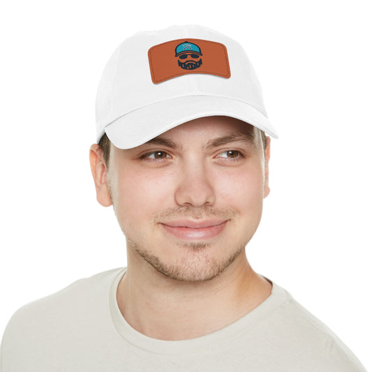 The Dada Leather Patch Dad Hat White Light Brown Patch Hats