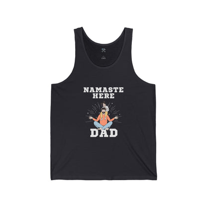Namaste Here Dad Jersey Tank Dark Grey Tank Top