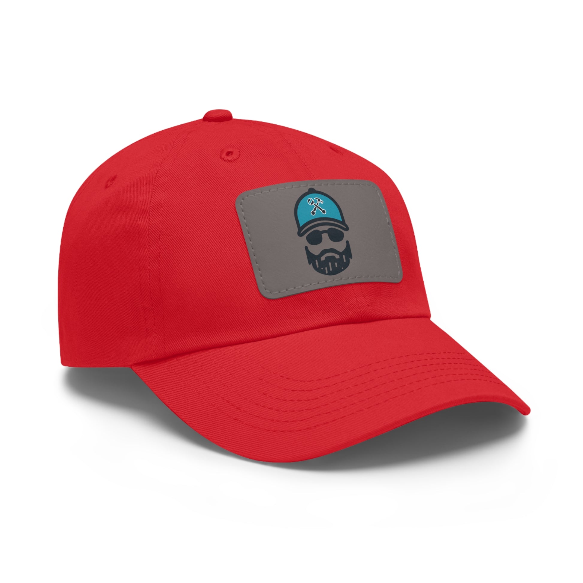 The Dada Leather Patch Dad Hat Red Grey Patch Hats
