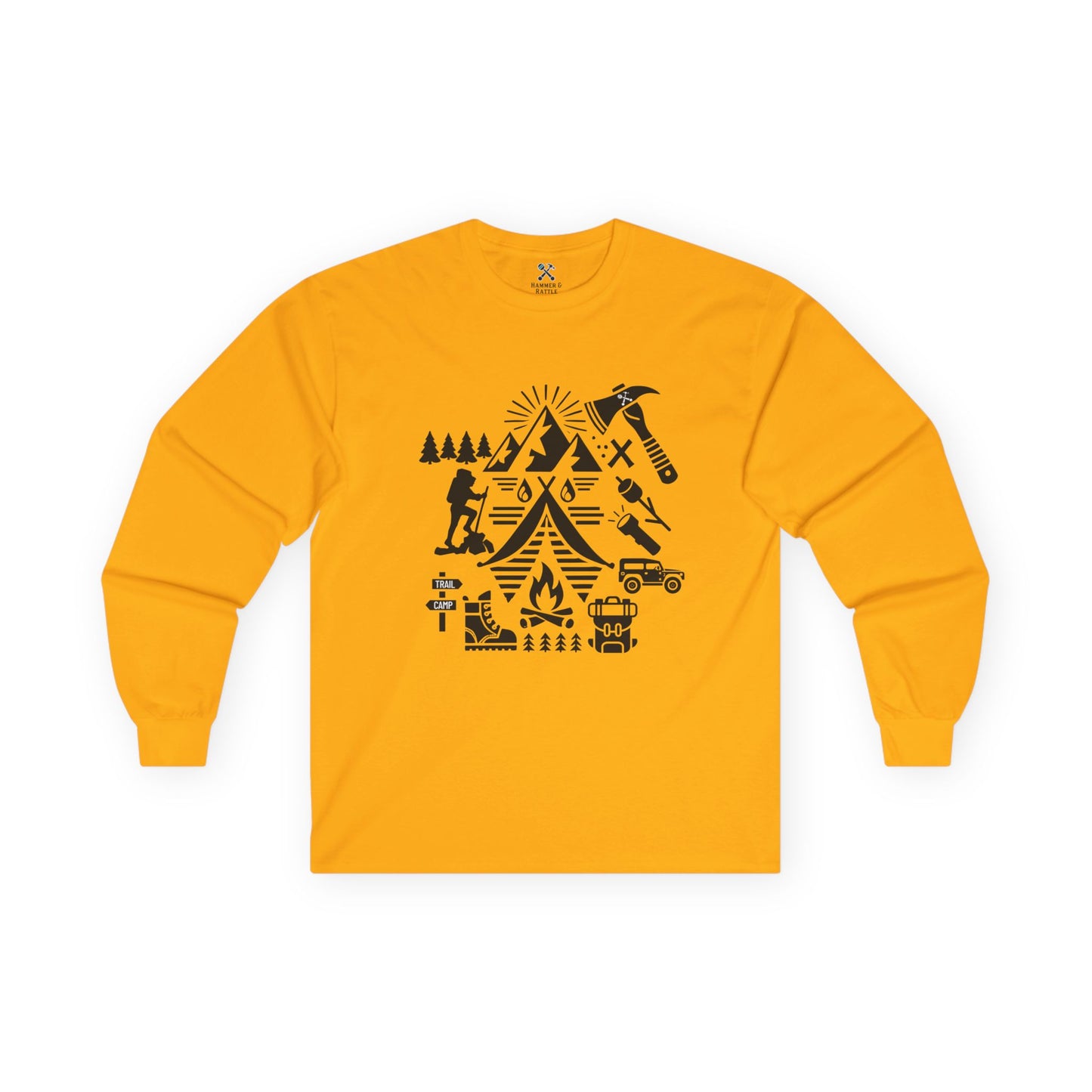 High Contrast Camping Scene Long Sleeve Tee