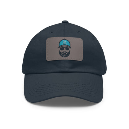 The Dada Leather Patch Dad Hat Navy Grey Patch Hats