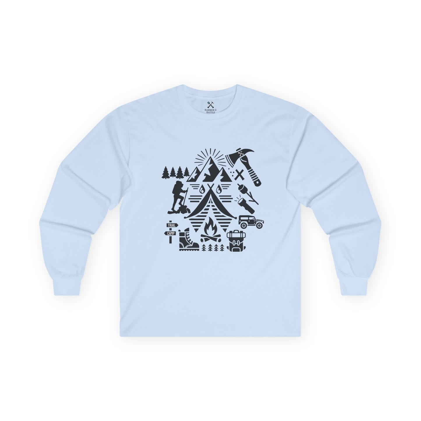 High Contrast Camping Scene Long Sleeve Tee