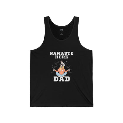 Namaste Here Dad Jersey Tank Black Tank Top