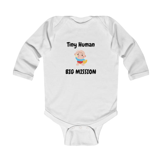 Tiny Human Big Mission Baby Long Sleeve One-piece