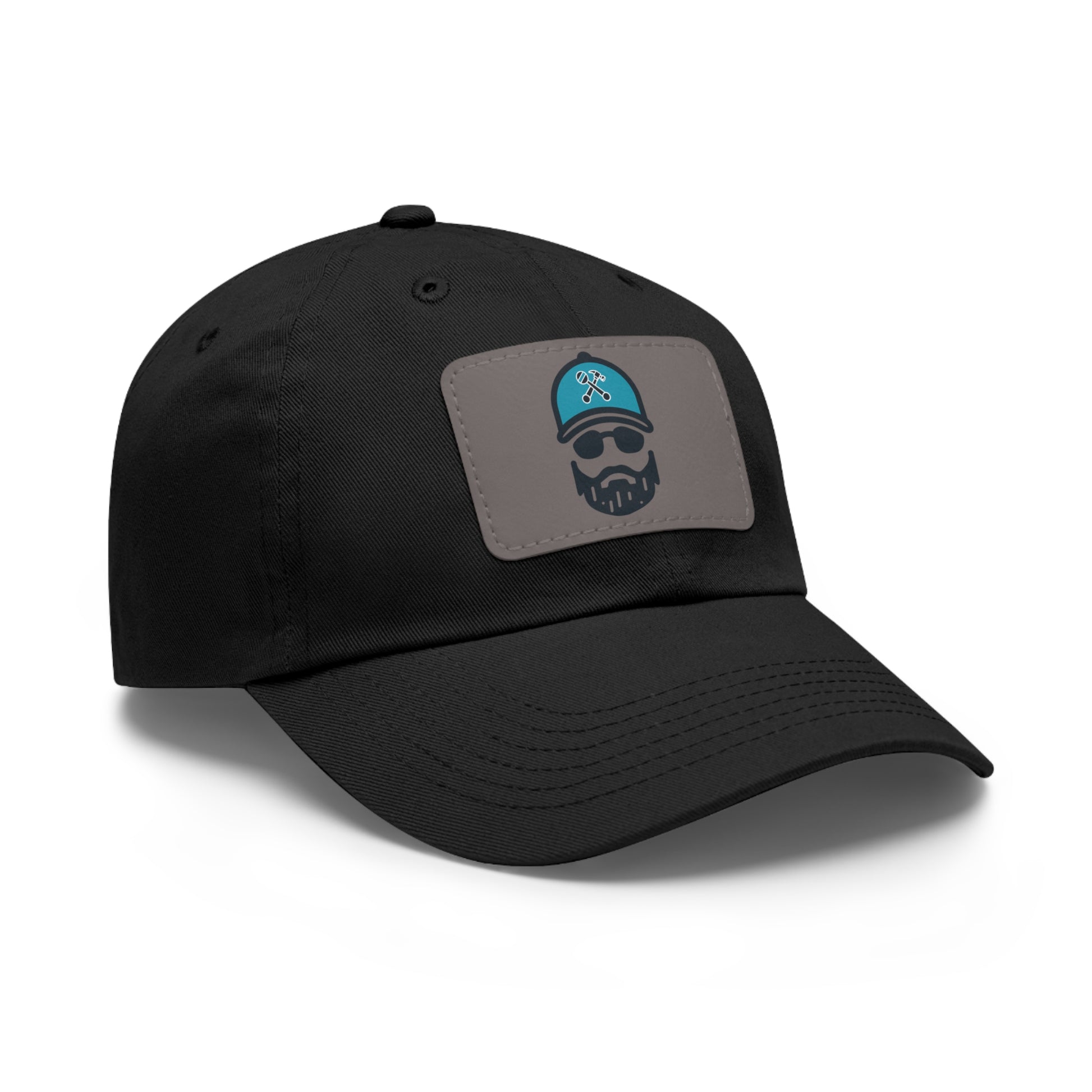 The Dada Leather Patch Dad Hat Black Grey patch Hats