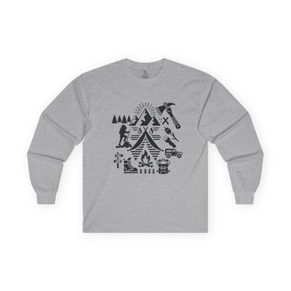 High Contrast Camping Scene Long Sleeve Tee