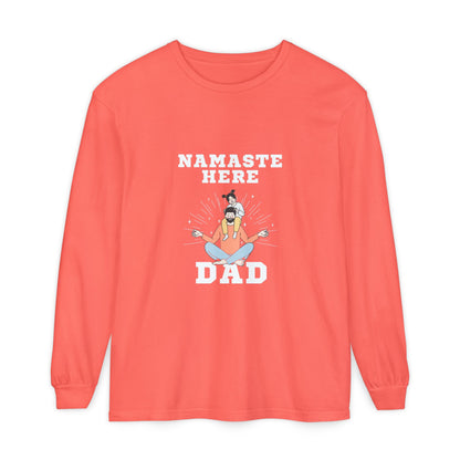 Namaste Here Dad Long Sleeve Tee Bright Salmon Long-sleeve