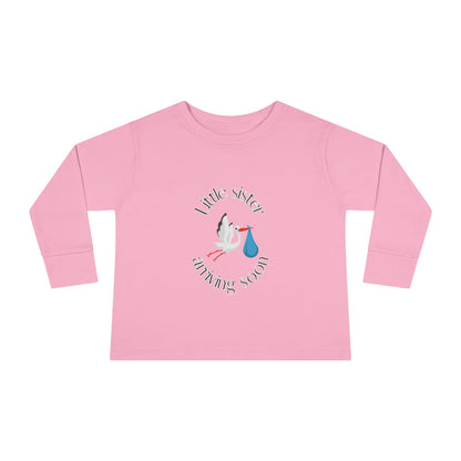 Little Sister Arriving Soon Toddler Long Sleeve Tee