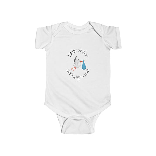 Little Sister Arriving Soon Baby One-piece