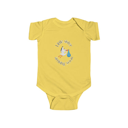 Little Sister Arriving Soon Baby One-piece