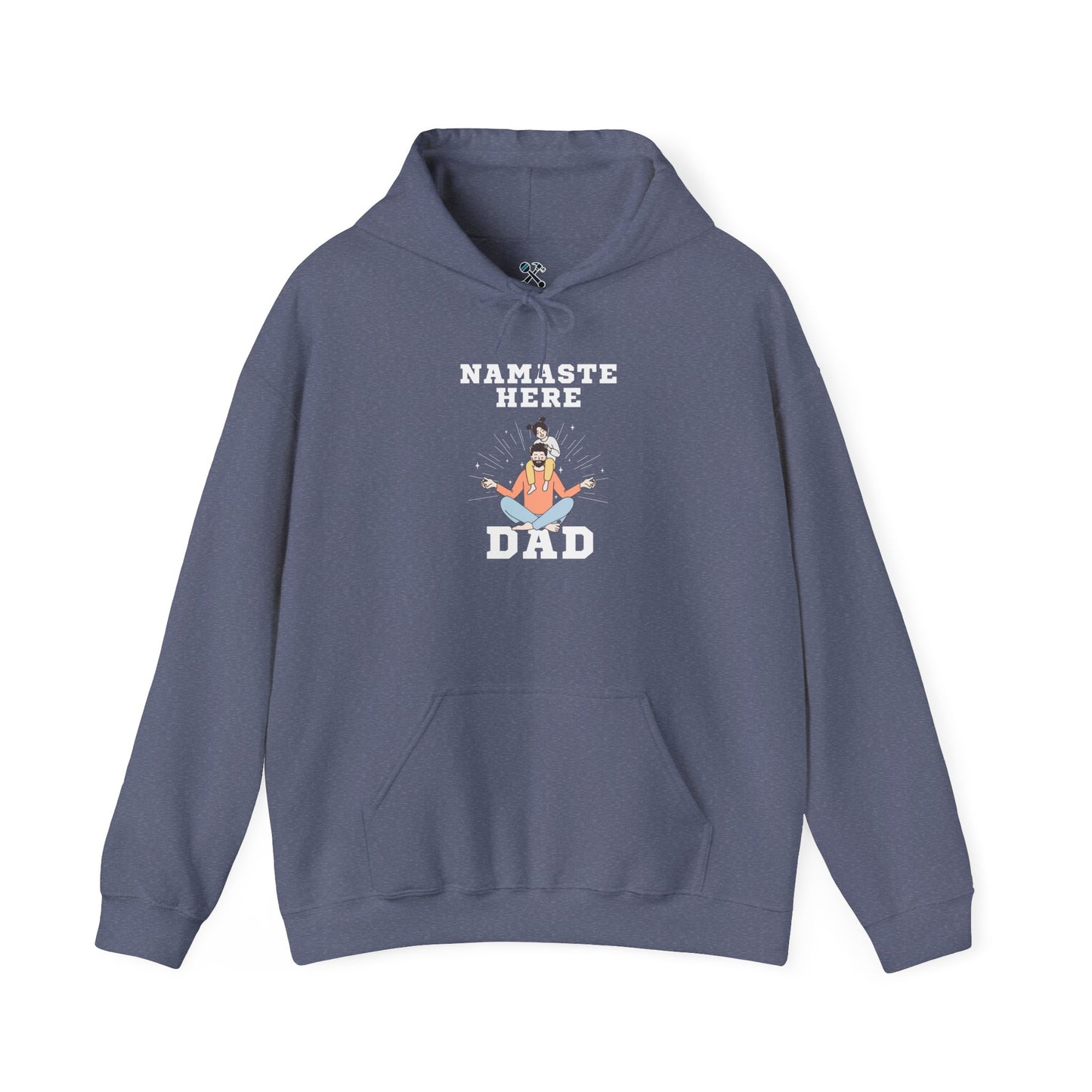 Namaste Here Dad Hoodie Heather Navy Hoodie