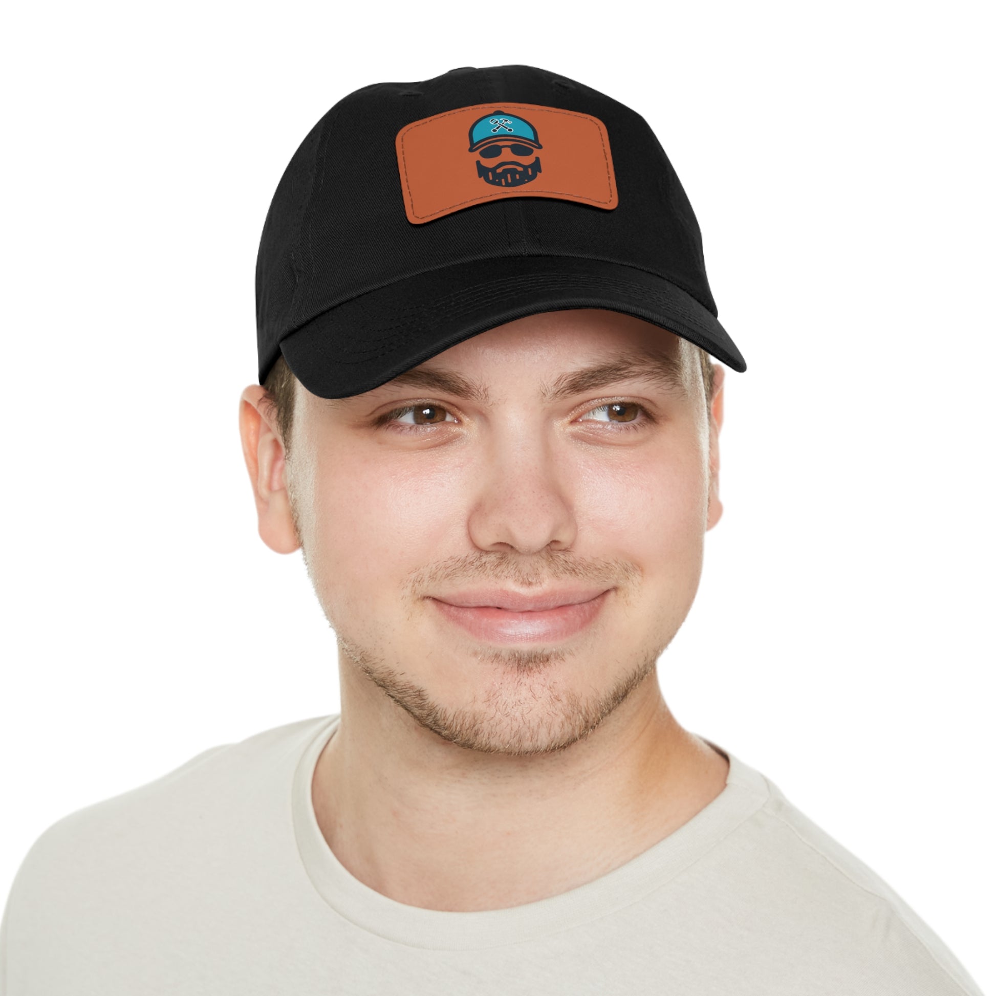 The Dada Leather Patch Dad Hat Black Grey patch Hats
