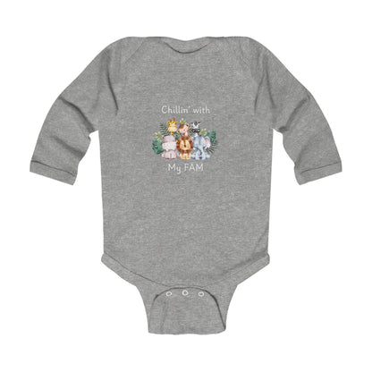 Chillin with My Fam Baby Long Sleeve One-piece