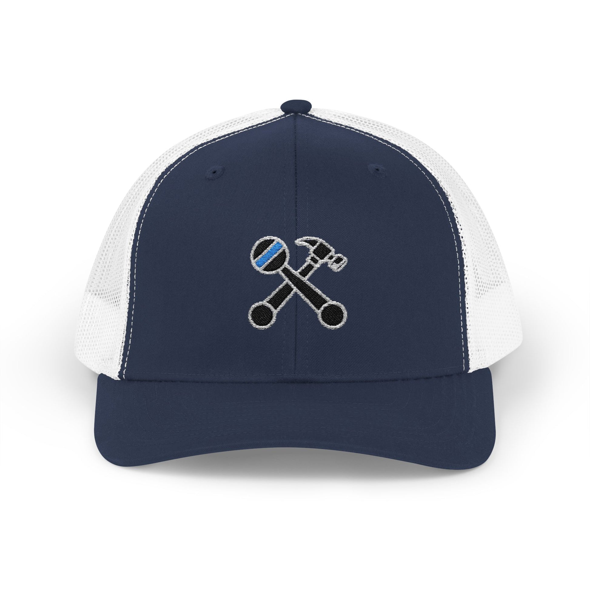 Hammer & Rattle Trucker Hat | Embroidered Navy White Hats