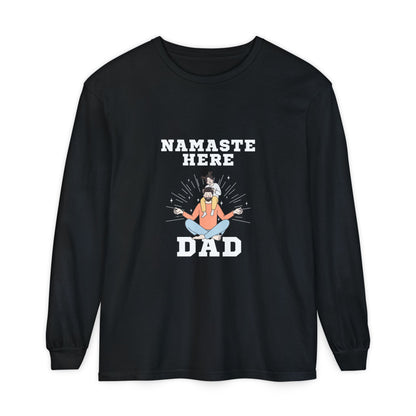 Namaste Here Dad Long Sleeve Tee Black Long-sleeve